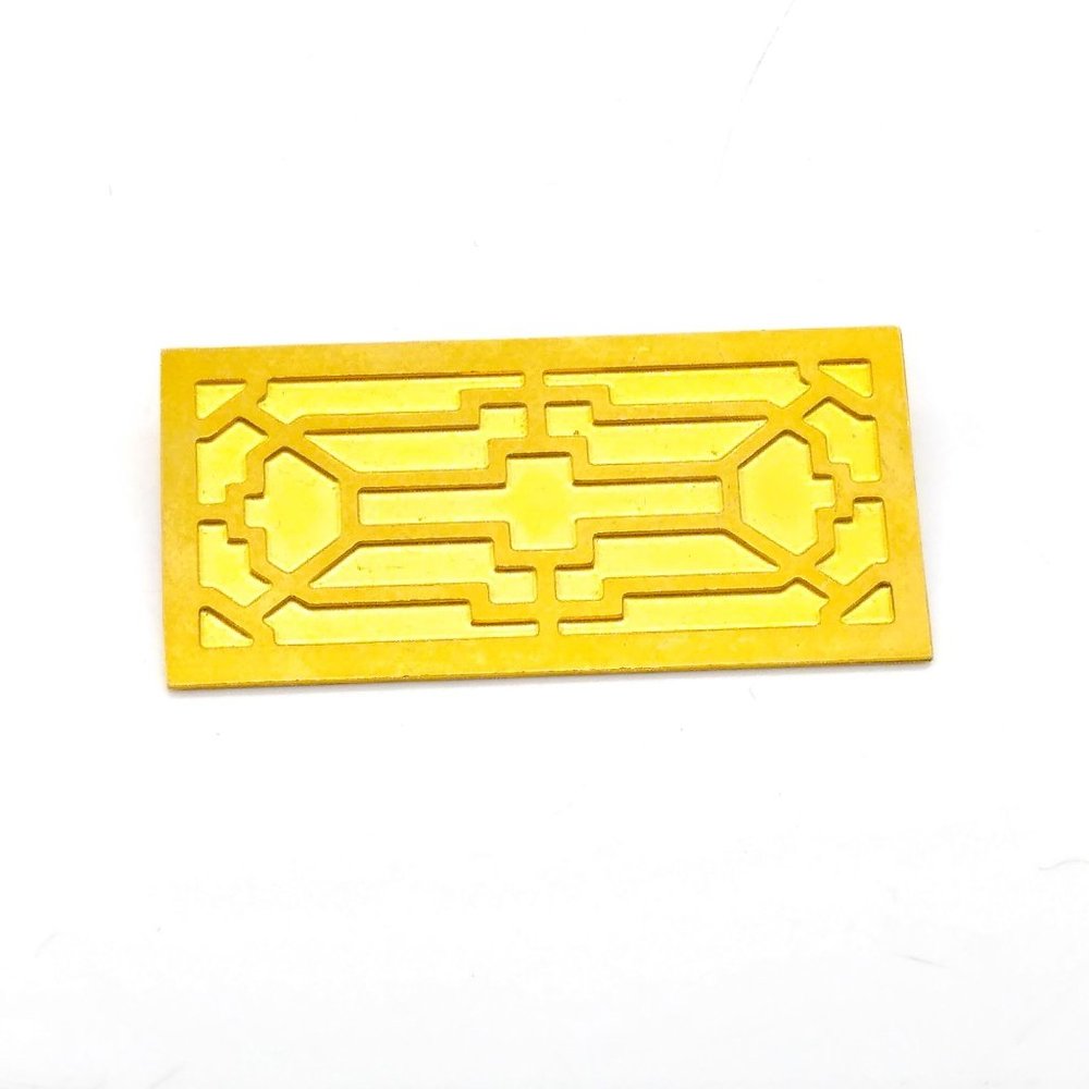 Art Deco Style Geometric Brooch, Chic Vintage Polished Gold Tone w Dimensional